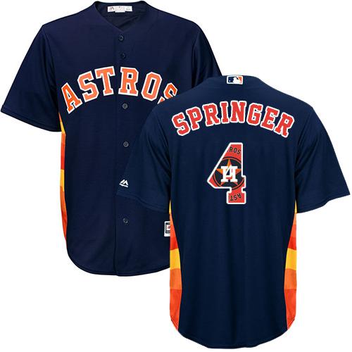 Astros #4 George Springer Navy Blue Team Logo Fashion Stitched MLB Jersey
